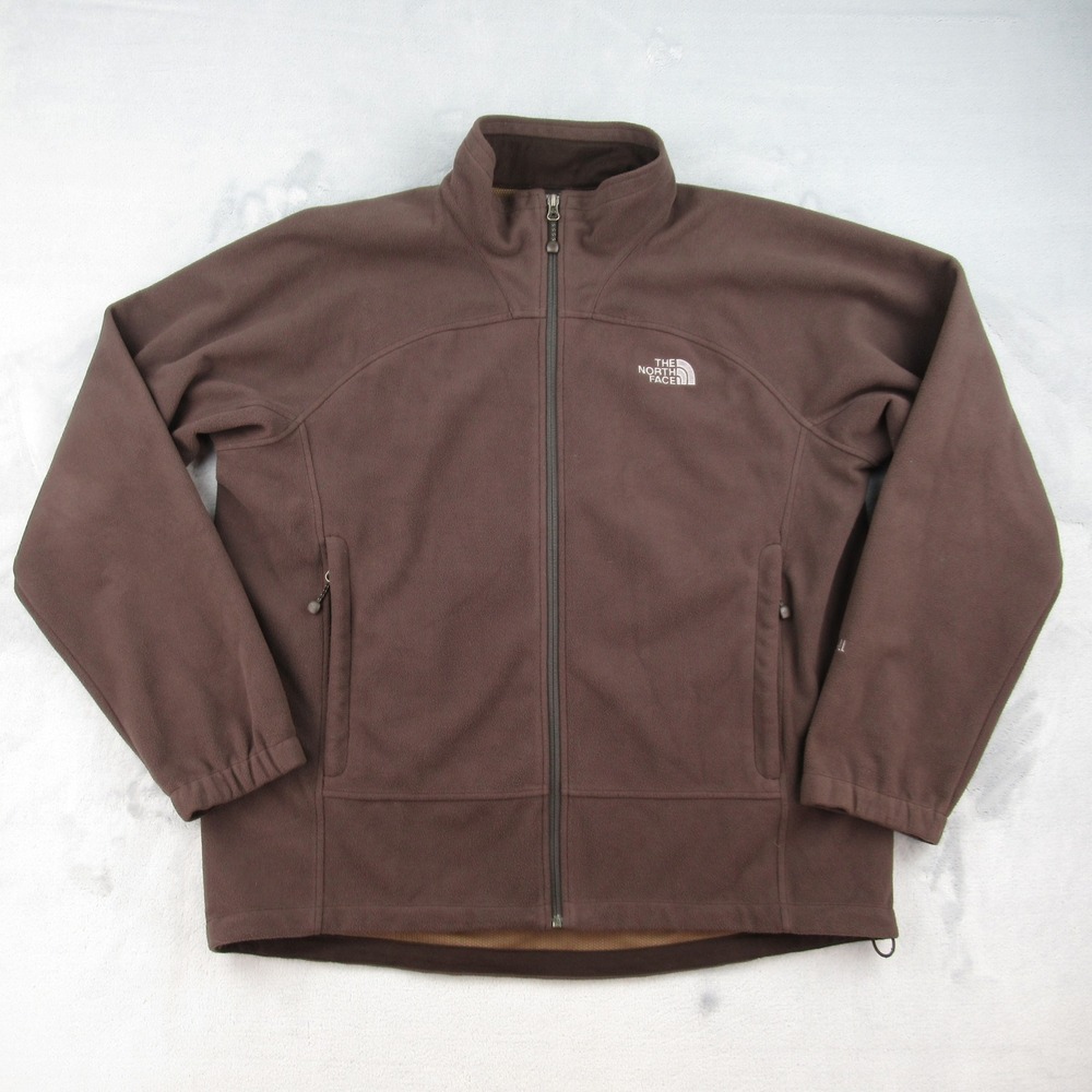 The North Face Windwall Fleece Jacket Mens XL Brown Full Zip Outdoor Softshell